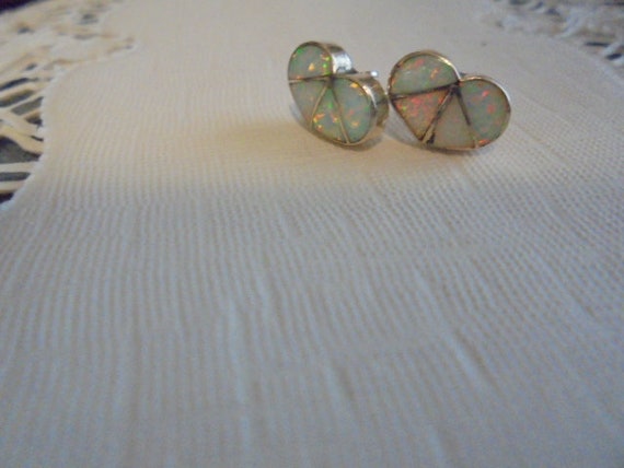 Sterling Silver Petite  Opal  Stud Earrings - image 1