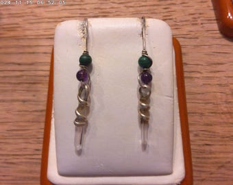 Sterling Silver Gemstone Crystal Amulet  Earrings