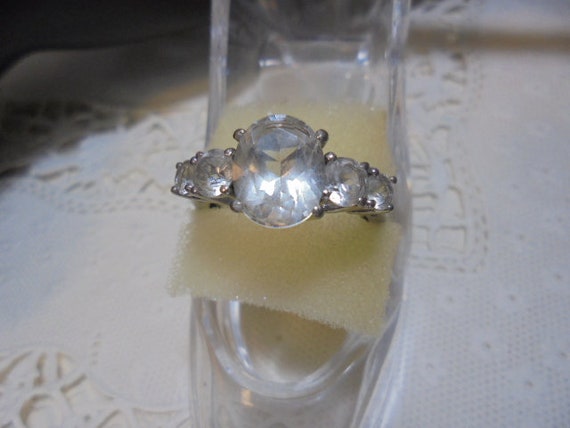 Sterling Silver White Quarts gemstone  Ring  sz 9 - image 3