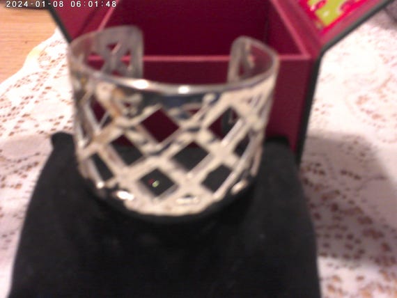 Rustic Cuff  Silver    Designer Open Cuff   Brace… - image 7