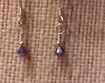 Sterling Silver Petite  Amethyst Gemstone hook Earrings