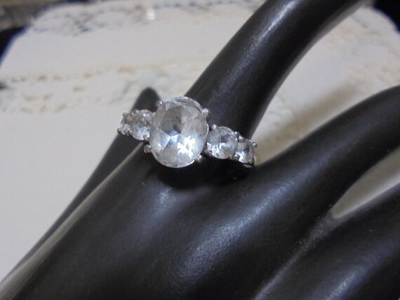 Sterling Silver White Quarts gemstone  Ring  sz 9 - image 1