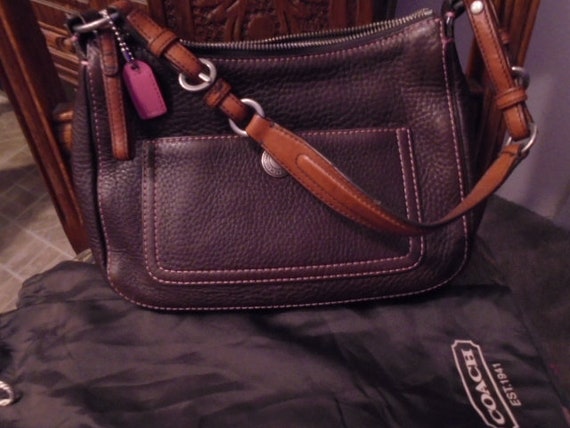Coach Brown Pebble Leather Handbag Etsy