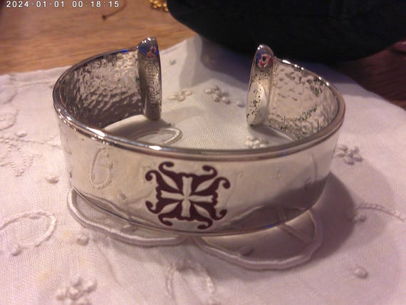 Rustic Cuff  Silver / Red    Designer Cuff   Brac… - image 3