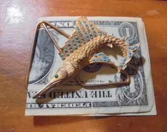 Gold tone Sword Fish Money Clip