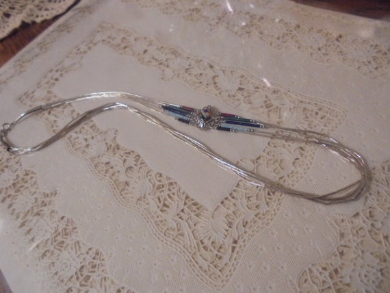 Sterling Silver Native Multi Gemstone five strand… - image 7