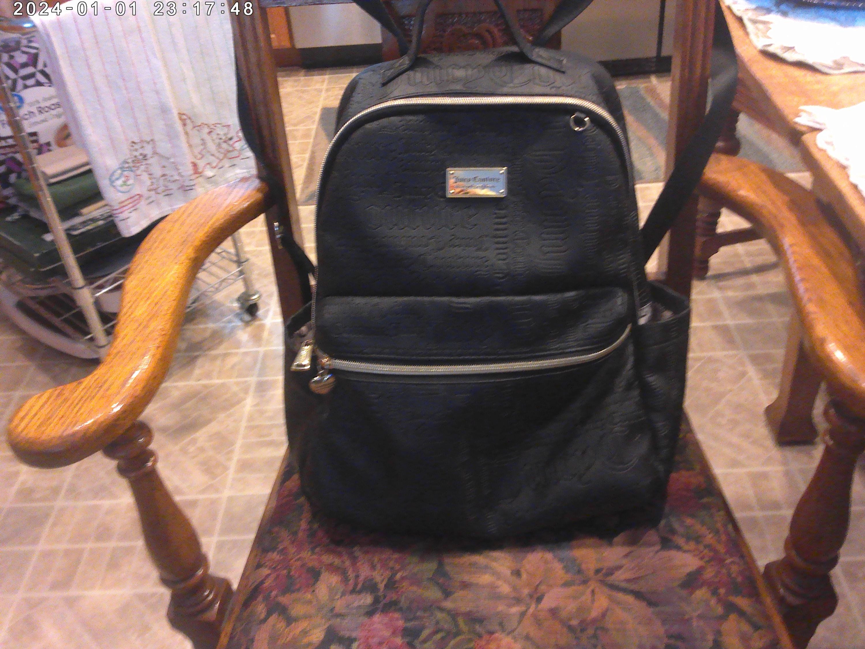 Juicy Couture Black Signature Leather Backpack - Etsy