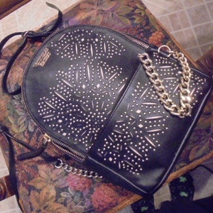Victoria's Secret Black Stud / Chain Mini Backpack - Etsy