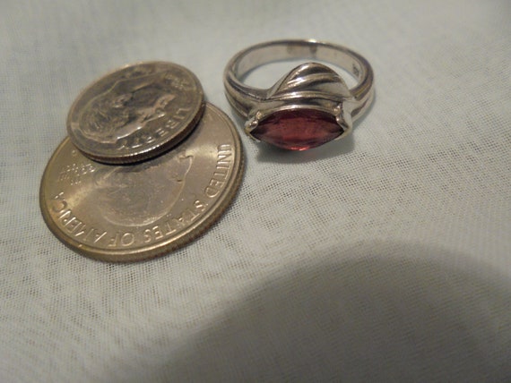 Sterling Silver Garnet Marquise  Petite Ring Sz. 5 - image 4