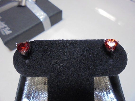 Sterling Silver Red Petite Heart Stud  Earrings - image 1