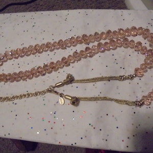 Chico's large pink Crystal Beaded Necklace  32  in. +
