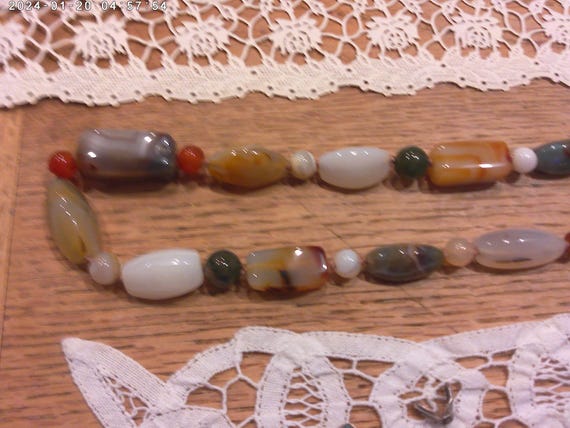 Jasper / Agate Gemstone different shape Beaded Ha… - image 2