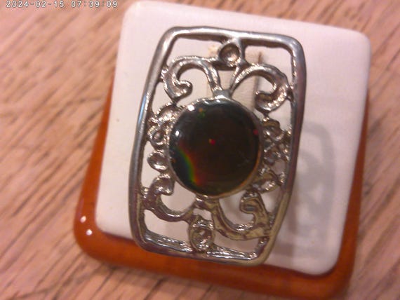 Opal Silver Plate open work Ring Adjustable - image 4