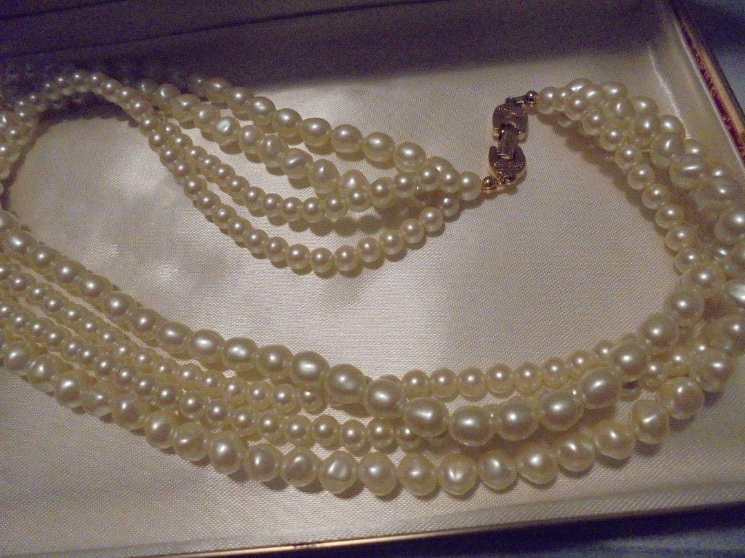 Richelieu Faux Pearl Four Strand Necklace Signed Richelieu Etsy