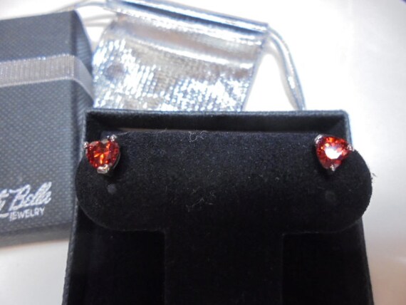 Sterling Silver Red Petite Heart Stud  Earrings - image 2
