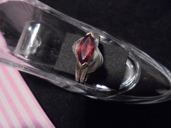 Sterling Silver Garnet Marquise  Petite Ring Sz. 5 - image 3