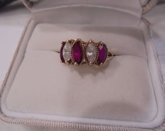 10 KT Ruby Red & white Cz Ring sz 6.75