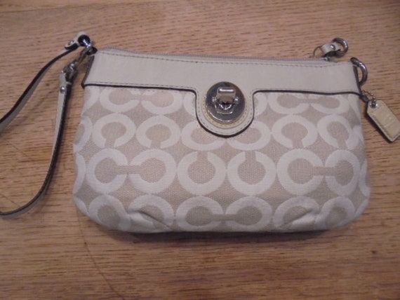 Coach beige wristlet sale
