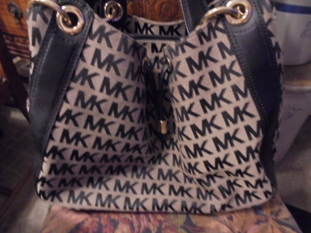 Michael Kores Canvas/leather Shoulder Handbag - Etsy