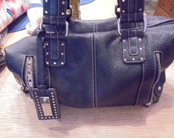 Tignanello Black double handle  crossbody  leather Handbag