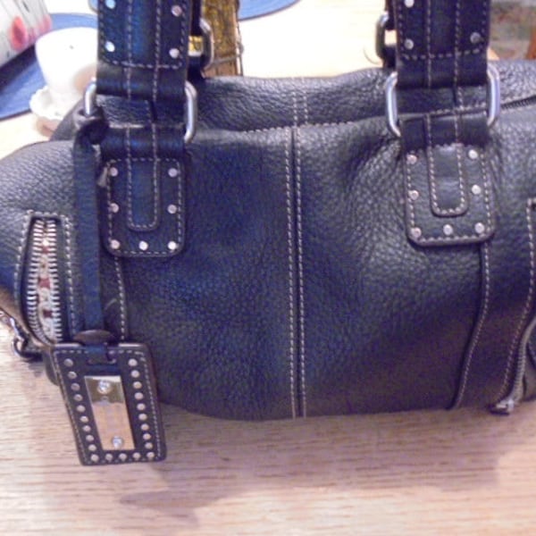 Tignanello Black double handle  crossbody  leather Handbag
