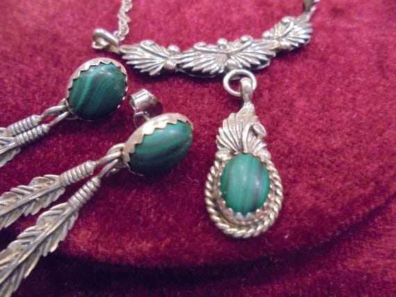 Sterling Silver Malachite Native Handcrafted Neck… - image 8