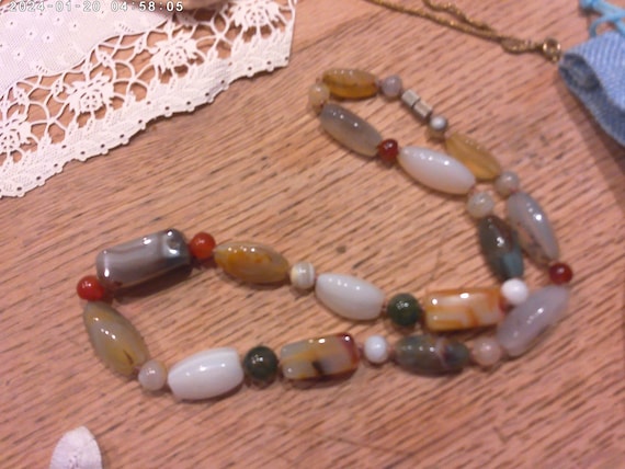 Jasper / Agate Gemstone different shape Beaded Ha… - image 1