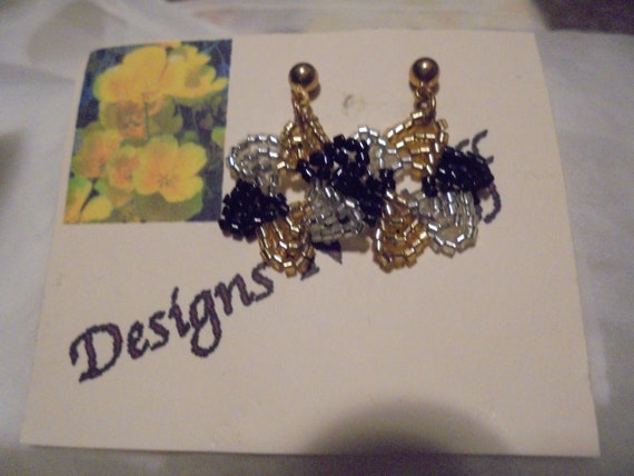 Native  Beaded Hand Crafted  G.F. Drop Dangle vin… - image 4