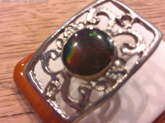 Opal Silver Plate open work Ring Adjustable - image 5