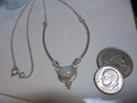 Sterling Silver Blue Translucent Gemstone Pendant… - image 4