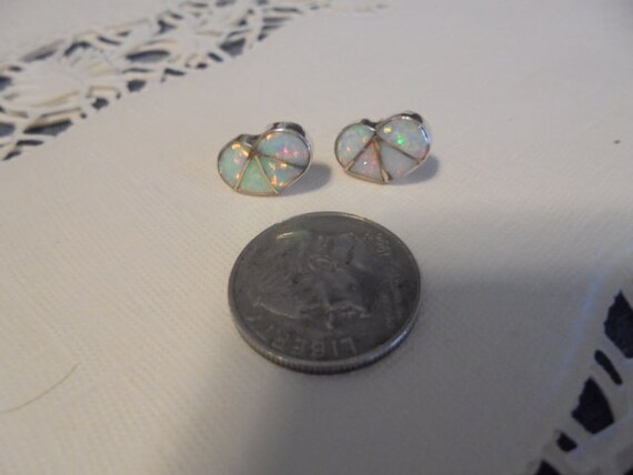 Sterling Silver Petite  Opal  Stud Earrings - image 3