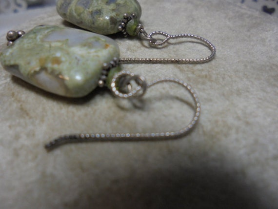 Sterling Silver Fossil Agate Gemstone drop dangle… - image 4