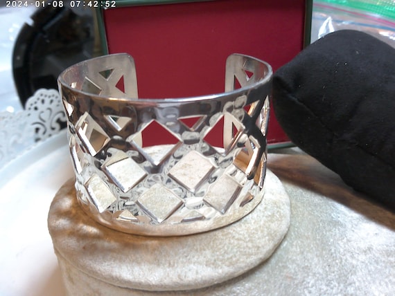 Rustic Cuff  Silver    Designer Open Cuff   Brace… - image 1