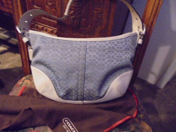 Coach Small Ferry Tote in Signature Clear Canvas Blue Navy blue Silver  hardware Leather ref.273414 - Joli Closet
