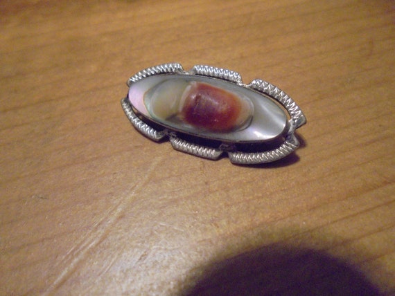 Sterling Silver Abalone Petite antique pin - image 1