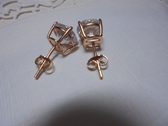 Sterling Silver Rose Gold Crystal Stud  Earrings - image 5