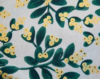 Rifle Paper Co. for Cotton and Steel, Canvas Fabric, RP601-WH5UCM CANVAS, Mistletoe Holiday Classics, BTY
