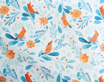 Dear Stella, 100% Cotton Quilting Fabric, Baby, It's Cold Outside Cardinals, Stella-DCJ1834, White, BTY