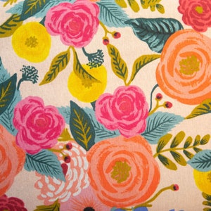 Rifle Paper Co. per cotone e acciaio, tessuto di tela, AB8066-012 English Garden Juliet Rose Cream, BTY