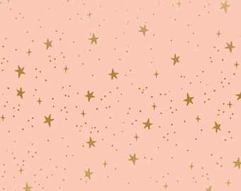 Rifle Paper Co. for Cotton and Steel, 100% Cotton, RP310-BL4M, Primavera, Stars, Blush Metallic Fabric, BTY
