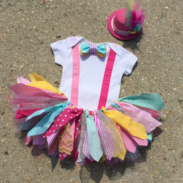 Vintage Circus outfit, Clown Outfit - ringmaster costume - shabby chic ringmaster tutu outfit, pink and turquoise circus birthday