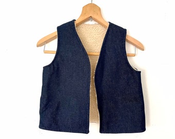 Kids Vintage Denim Faux Shearling vest