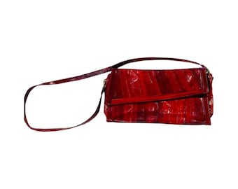 Vintage Burgundy Eel Skin Purse, Pockets