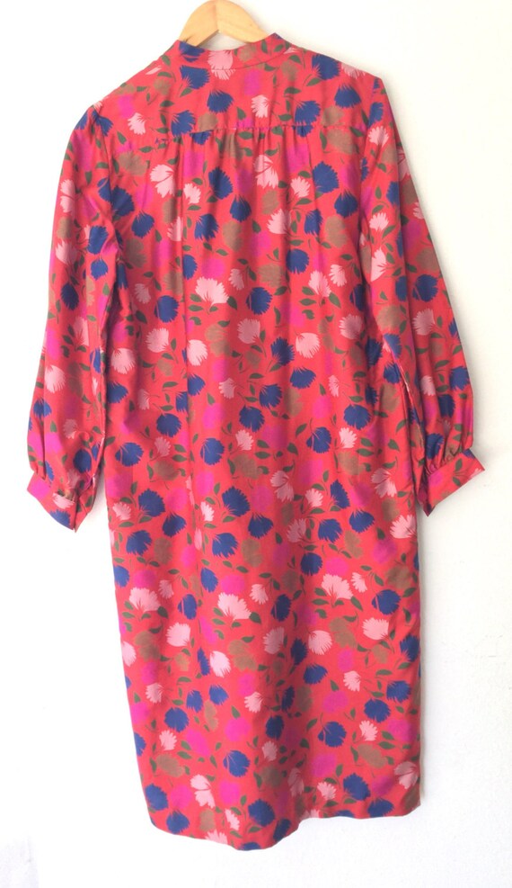 Vintage Silk Boxy Fuchsia Floral Dress - image 2