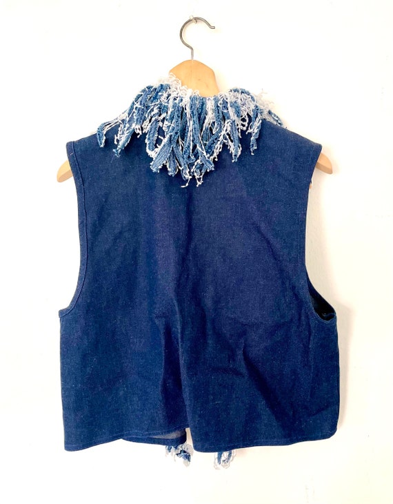 Vintage Open fit Fringed Denim Vest - image 2