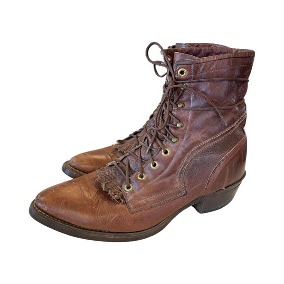 Vintage Brown Unlabeled Leather Granny Boots With Heel Eu 42 11w Etsy
