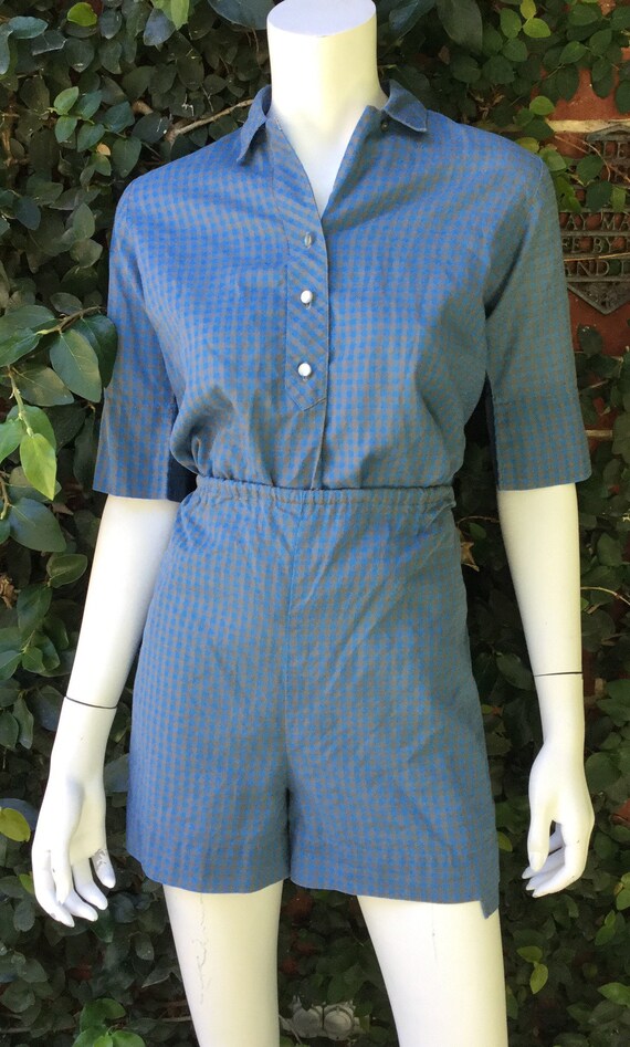 Vintage 50s Miss Pat 2 piece Plaid high Waisted W… - image 1