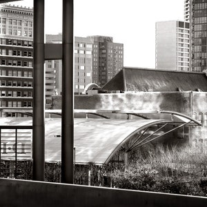 Architecture Photography Downtown Fort Worth 8x12 Fine Art Photograph Black and White, Landscape, City, Urban, Buildings, Industrial image 1