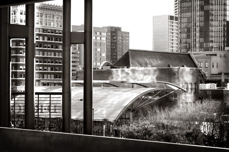 Architecture Photography Downtown Fort Worth 8x12 Fine Art Photograph Black and White, Landscape, City, Urban, Buildings, Industrial image 1