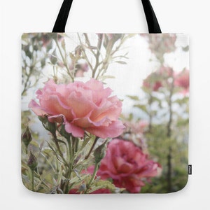 Tote Bag, Market Bag, Rose Tote, Rose Photography, Art Accessory, Photo Market Bag, Pink Roses, School Bag, Photo Tote, Unique Gift Idea image 3